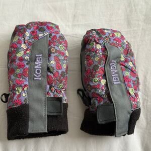 Kombi Mittens Child S Small Girls Toddler Purple Pink Black Floral Fleece Lined